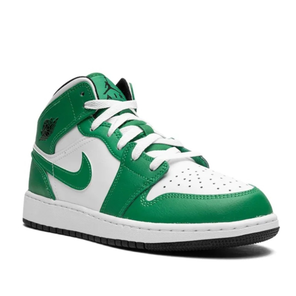 Nike Air Jordan 1s Mid Pine Green Basketball Sneakers